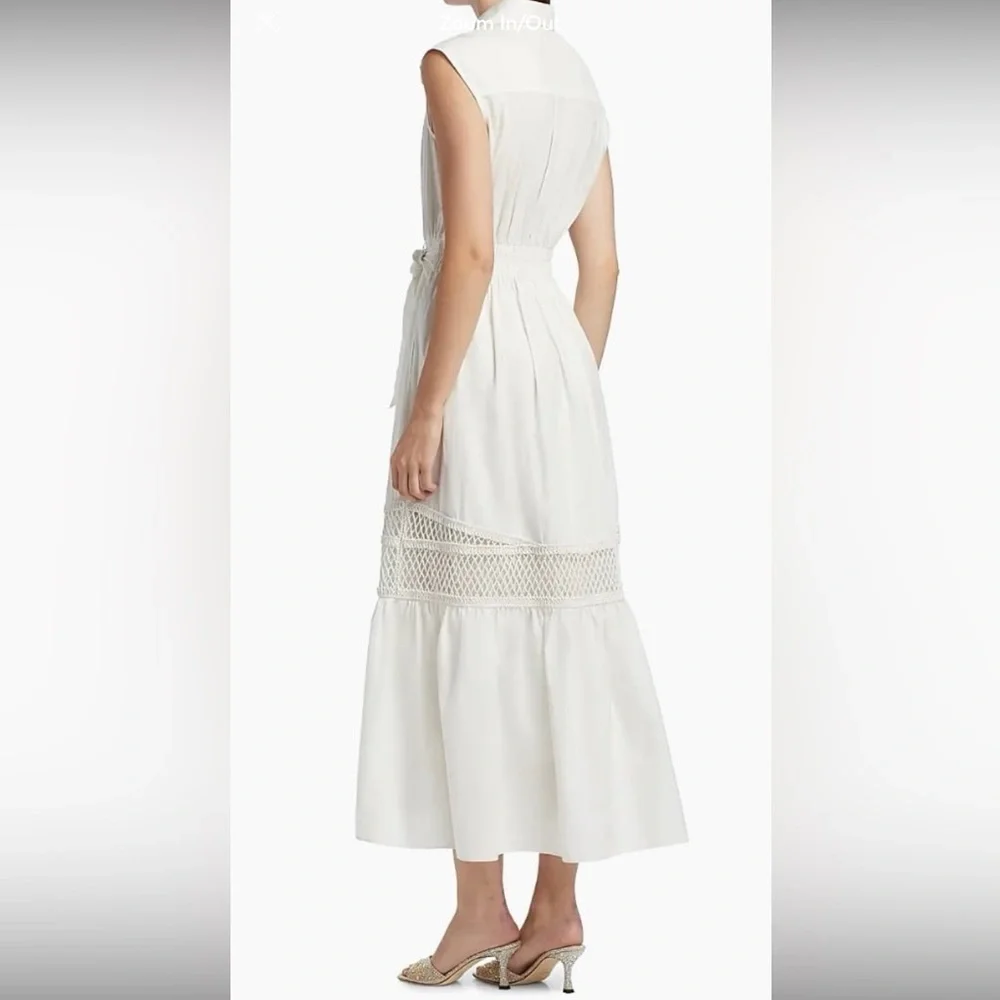 New Ramy Brook Celina Midi Shirtdress in White Size XS - Picture 3 of 12